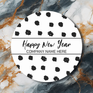 Personalised Business Black and White New Year Classic Round Sticker