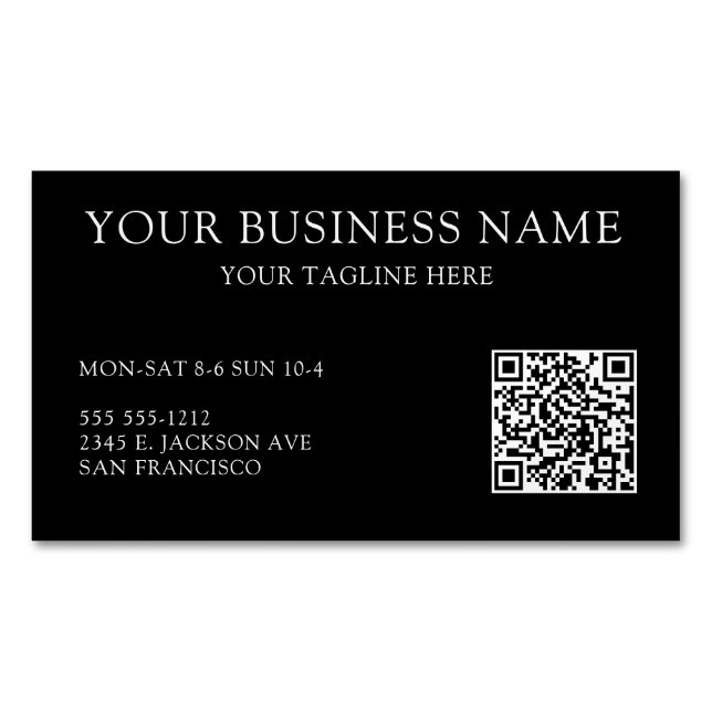Personalised Business Black With QR Code Magnet (Front)