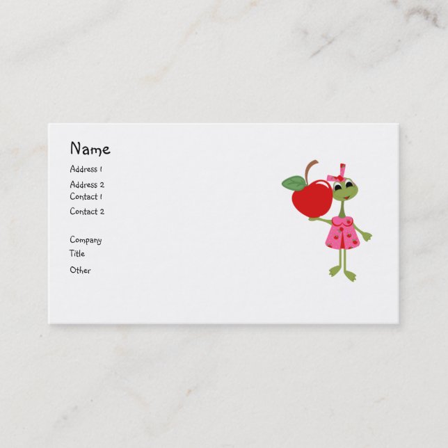 Personalised Business/Calling Card-Teacher & Apple Business Card (Front)