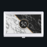 Personalised Business Card Case Design Your Own<br><div class="desc">Personalised Business Card Cases with Birthday or Anniversary Black and White Marble Stone  Design by MIGNED - Add Your Years - Age / Letter / Logo / Number / More !</div>