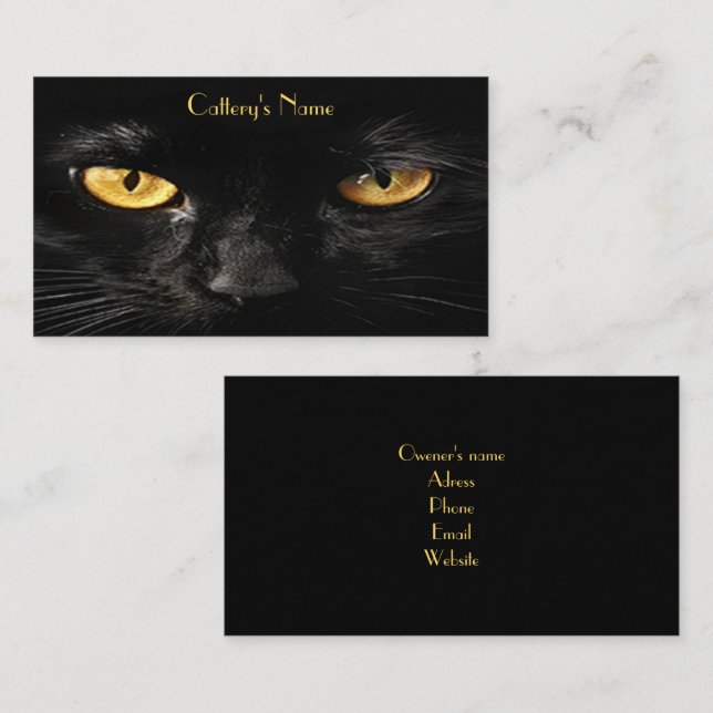 Personalised Business Card For Cattery Black Cat (Front/Back)