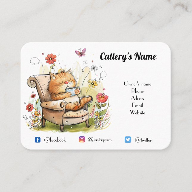 Personalised Business Card for Cattery Cute Design (Front)