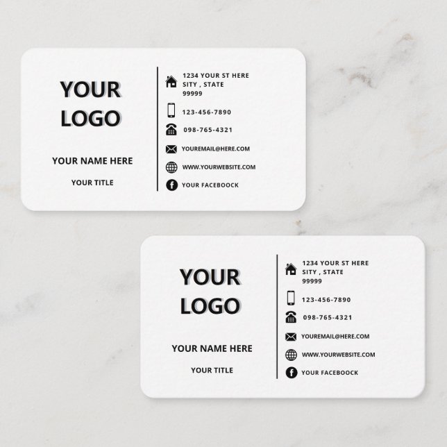 Personalised Business Card Your Text and Colours (Front/Back)