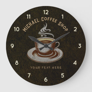 Personalised Business Coffee Shop - Coffee Bar Large Clock
