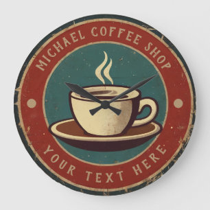 Personalised Business Coffee Shop - Coffee Bar Large Clock