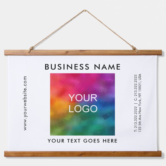 Personalised Business Company Logo Text Template Hanging Tapestry (Front)
