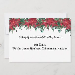 Personalised Business Corporate Red Poinsettia Holiday Card