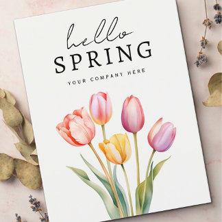 Personalised Business Hello Spring Tulips  Postcard