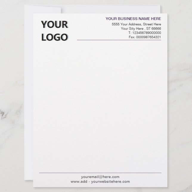 Personalised Business Letterhead with Logo Example (Front)