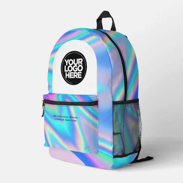 Personalised Business Logo and Text Holographic Printed Backpack (Back Corner Right)