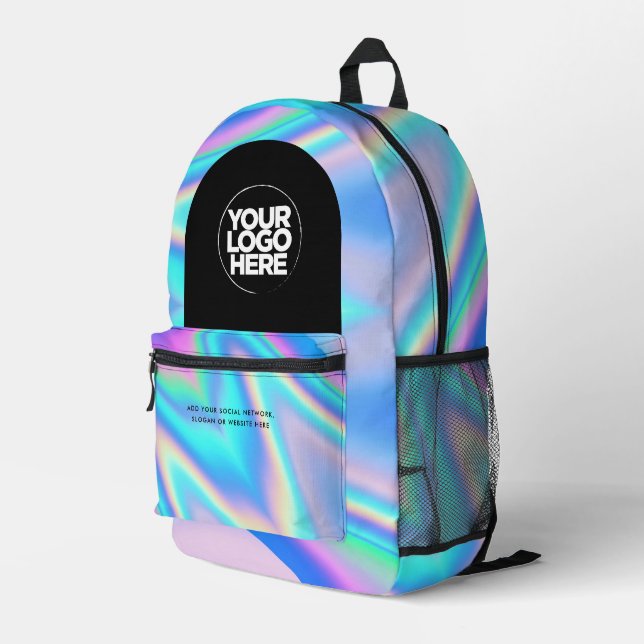 Personalised Business Logo and Text Holographic Printed Backpack (Back Corner Right)