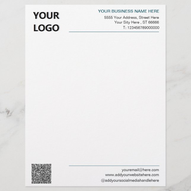 Personalised Business Logo Letterhead with QR Code (Front)
