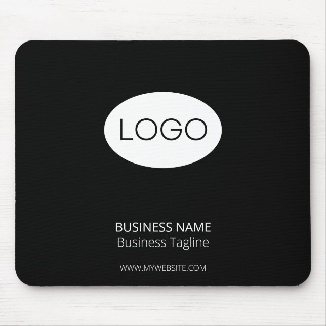 Personalised Business Logo, Modern Black Mouse Pad (Front)