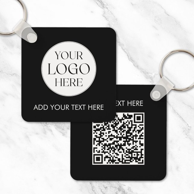 Personalised Business Logo QR Code Modern Employee Key Ring (In situ)