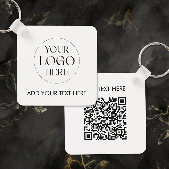 Personalised Business Logo QR Code Modern Employee Key Ring (In situ)