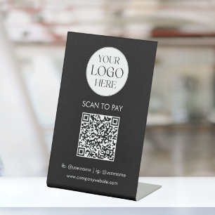 Personalised Business Logo QR Code Simple Modern Pedestal Sign