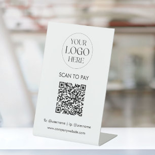 Personalised Business Logo QR Code Simple Modern Pedestal Sign