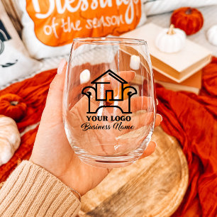 Personalised Business Logo Stemless  Stemless Wine Glass