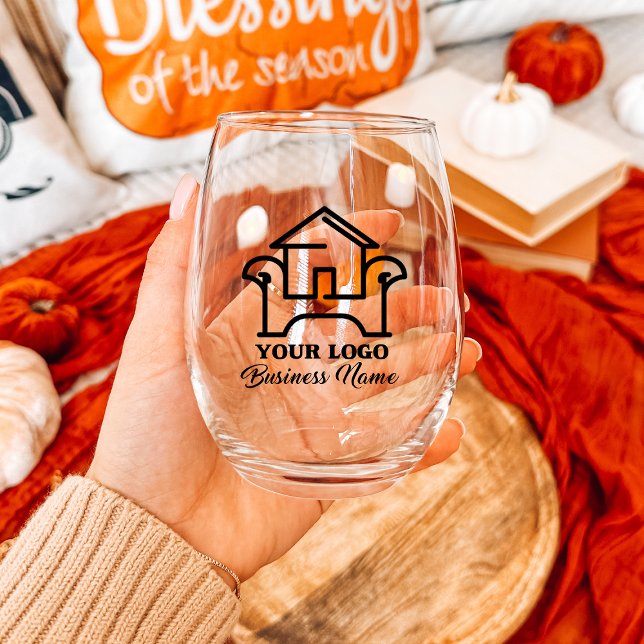 Personalised Business Logo Stemless  Stemless Wine Glass (Personalized Business Logo Stemless Stemless Wine Glass
)