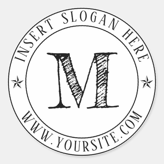 Personalised Business Monogram Round Classic Round Sticker (Front)