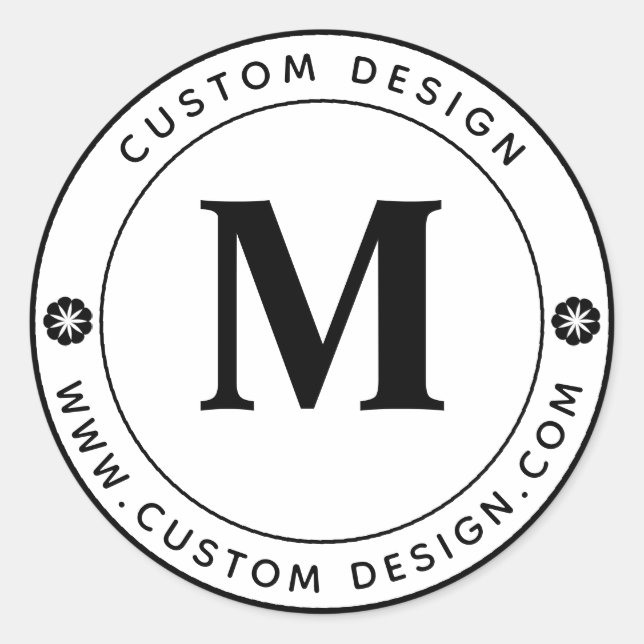 Personalised Business Monogram Round Classic Round Sticker (Front)