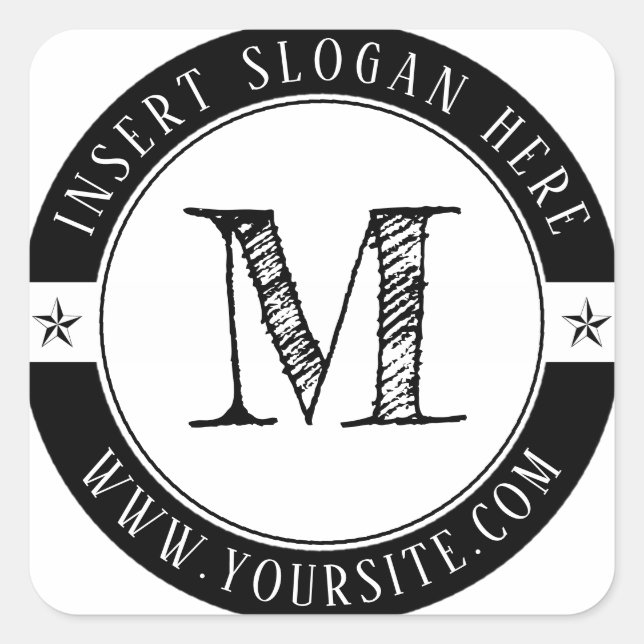 Personalised Business Monogram Round Square Sticke Square Sticker (Front)