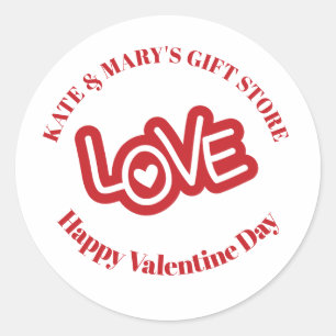 Personalised Business Name Happy Valentine's Day Classic Round Sticker