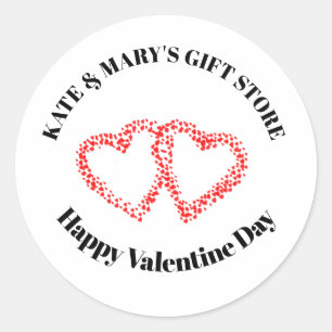 Personalised Business Name Happy Valentine's Day Classic Round Sticker