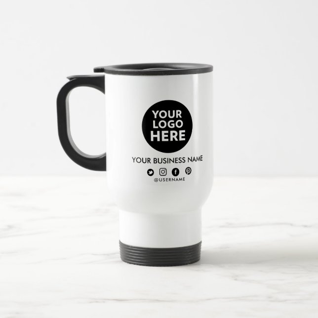 Personalised Business Promotional Logo Travel Mug (Left)