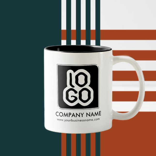 Personalised Business Promotional Logo Two-Tone Coffee Mug (Personalized Company Business Promotional Logo Custom Customizable Corporate Two-Tone Coffee Mug)