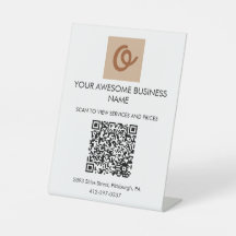 Personalised Business QR Code and Logo Table Sign