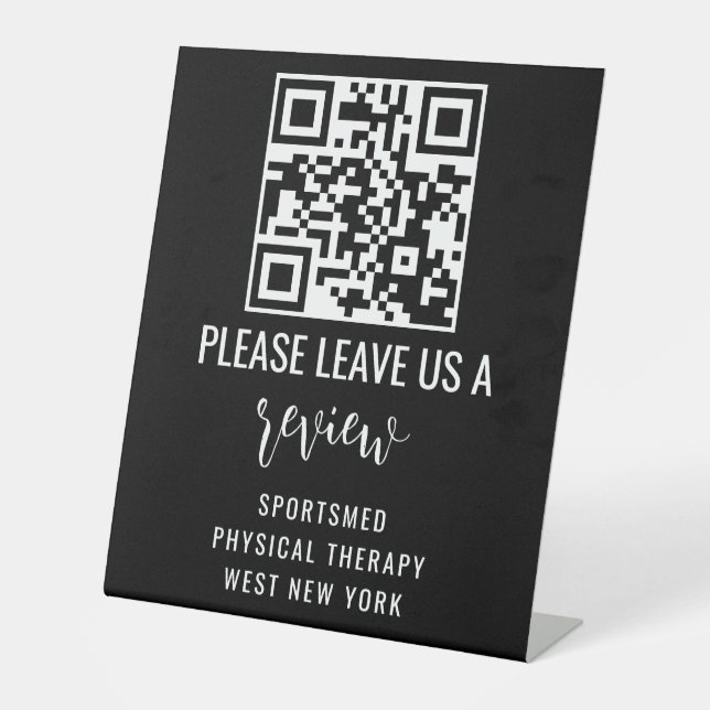 Personalised Business QR Code –  Leave a Review D Pedestal Sign (Front)