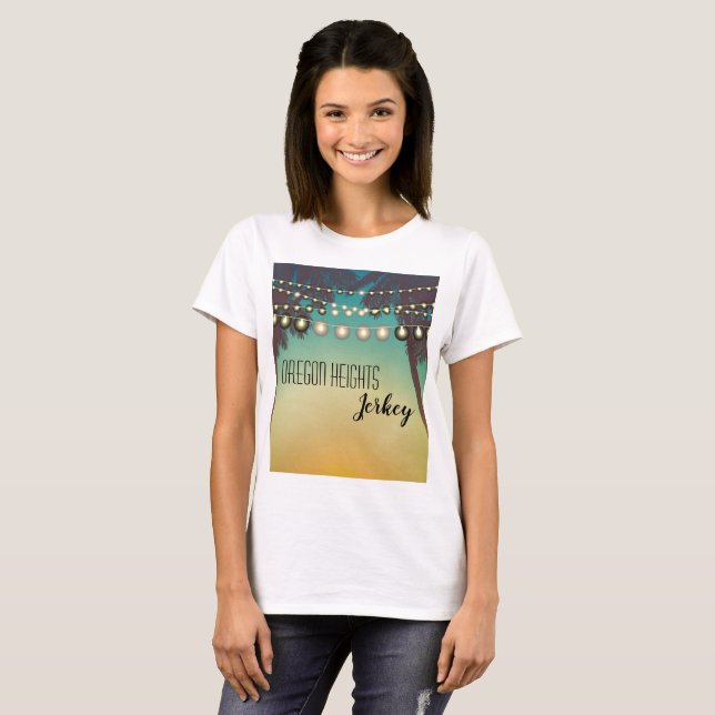 Personalised Business T-Shirt Beach Sunset Palm Tr (Front Full)