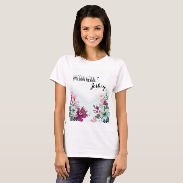 Personalised Business T-Shirt Tropical Flowers on (Front Full)