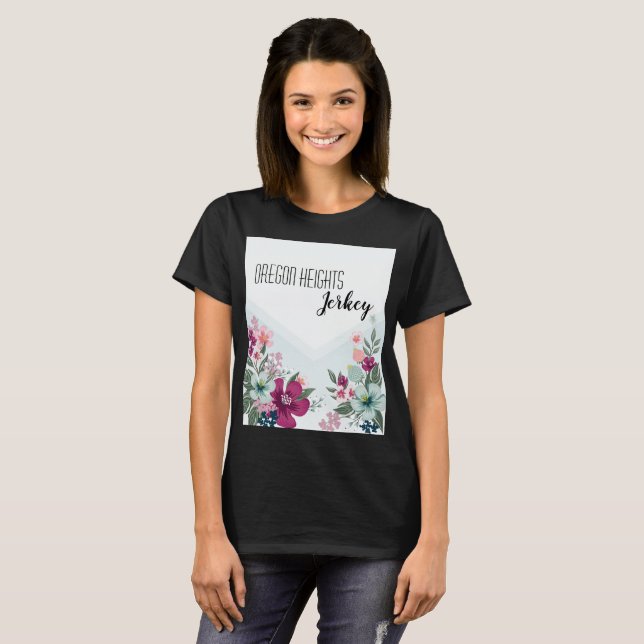 Personalised Business T-Shirt Tropical Flowers on (Front Full)