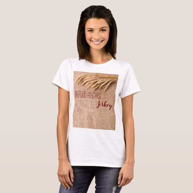 Personalised Business T-Shirt Wheat on Burlap Sack (Front Full)