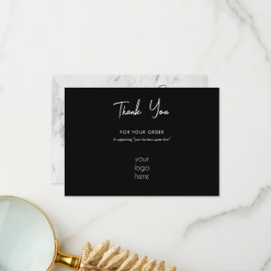 Personalised Business Thank You Logo Marble Black Card