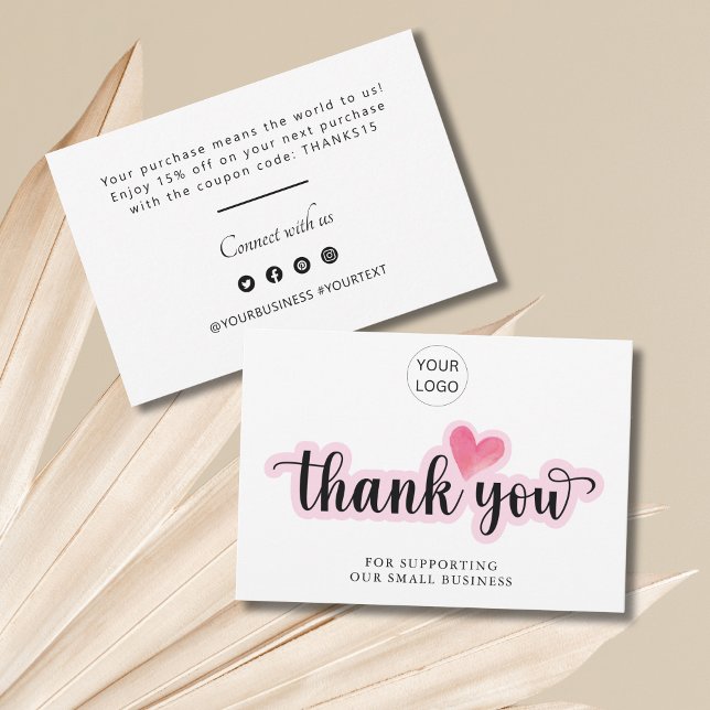 Personalised Business Thank You Notes (Personalized Business Thank You Notes pink heart)