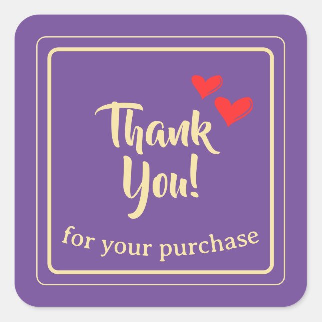 Personalised Business Thank You Text Square Sticker (Front)
