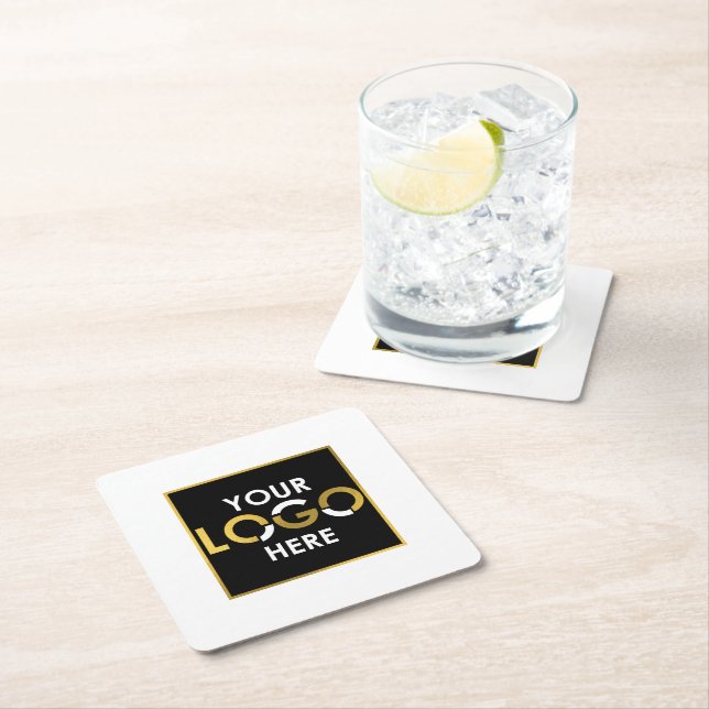 Personalised Business Your Logo Here Promotional Square Paper Coaster (Insitu)