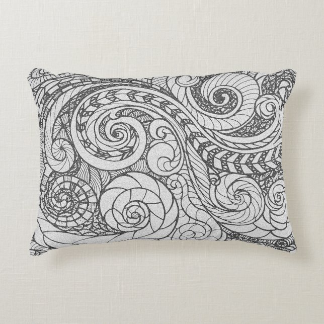 Personalised Busy Art Doodle Design Accent Pillow (Front)