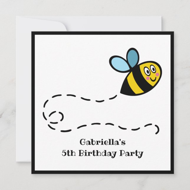 Personalised Busy Bumblebee Invitation (Front)