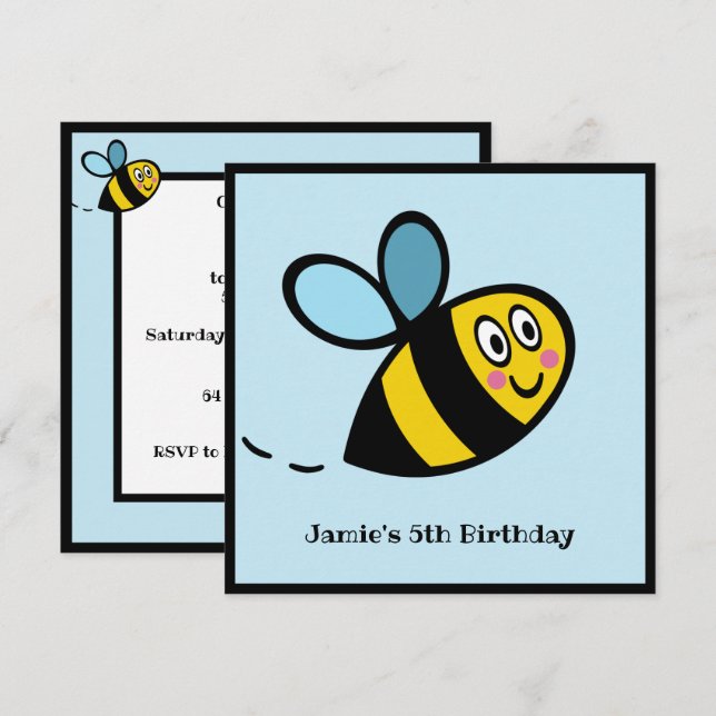 Personalised Busy Bumblebee Invitation (Front/Back)