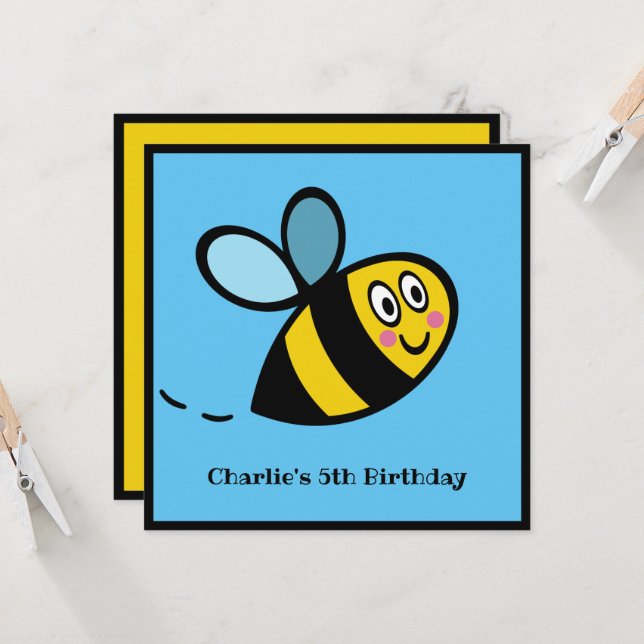 Personalised Busy Bumblebee Invitation (Front/Back In Situ)