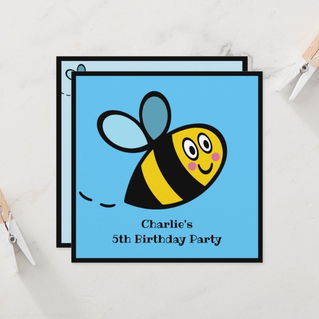 Personalised Busy Bumblebee Invitation (Front/Back In Situ)