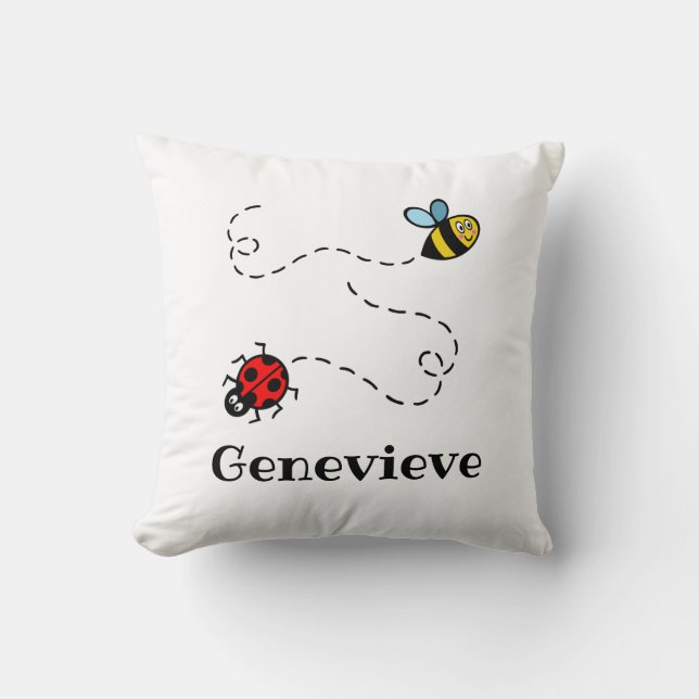 Personalised Busy Bumblebee & Ladybird Pattern Cus Cushion (Front)