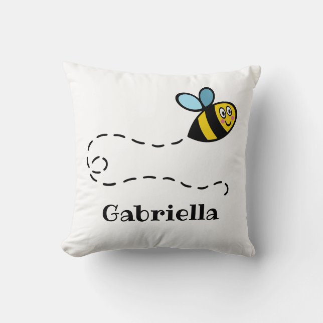 Personalised Busy Bumblebee Pattern Cushion (Front)
