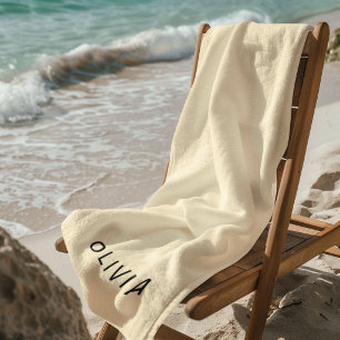 Personalised Buttercream Beach Towel Custom Name