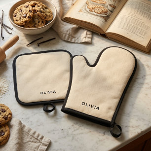 Personalised Buttercream Custom Name Oven Mitt & Pot Holder Set