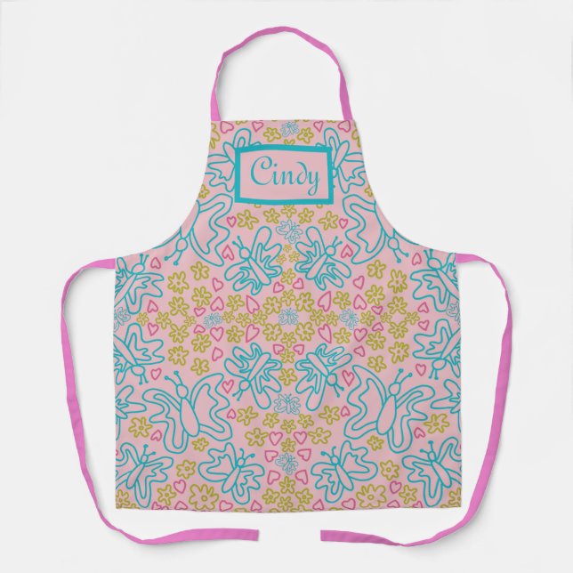 Personalised Butterflies and Bloom Apron (Front)